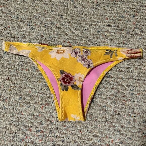 TRIANGL Fiore Giallo swimwear floral neoprene Bikini Swim Bottoms- Size Small - Picture 1 of 8